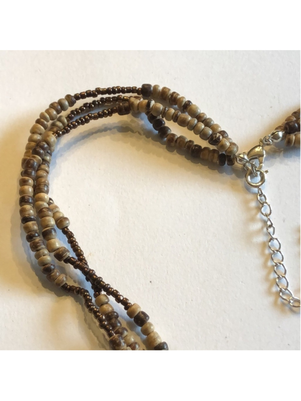 Brown & Tan Beaded Multi Strand Boho Necklace - Picture 3 of 7